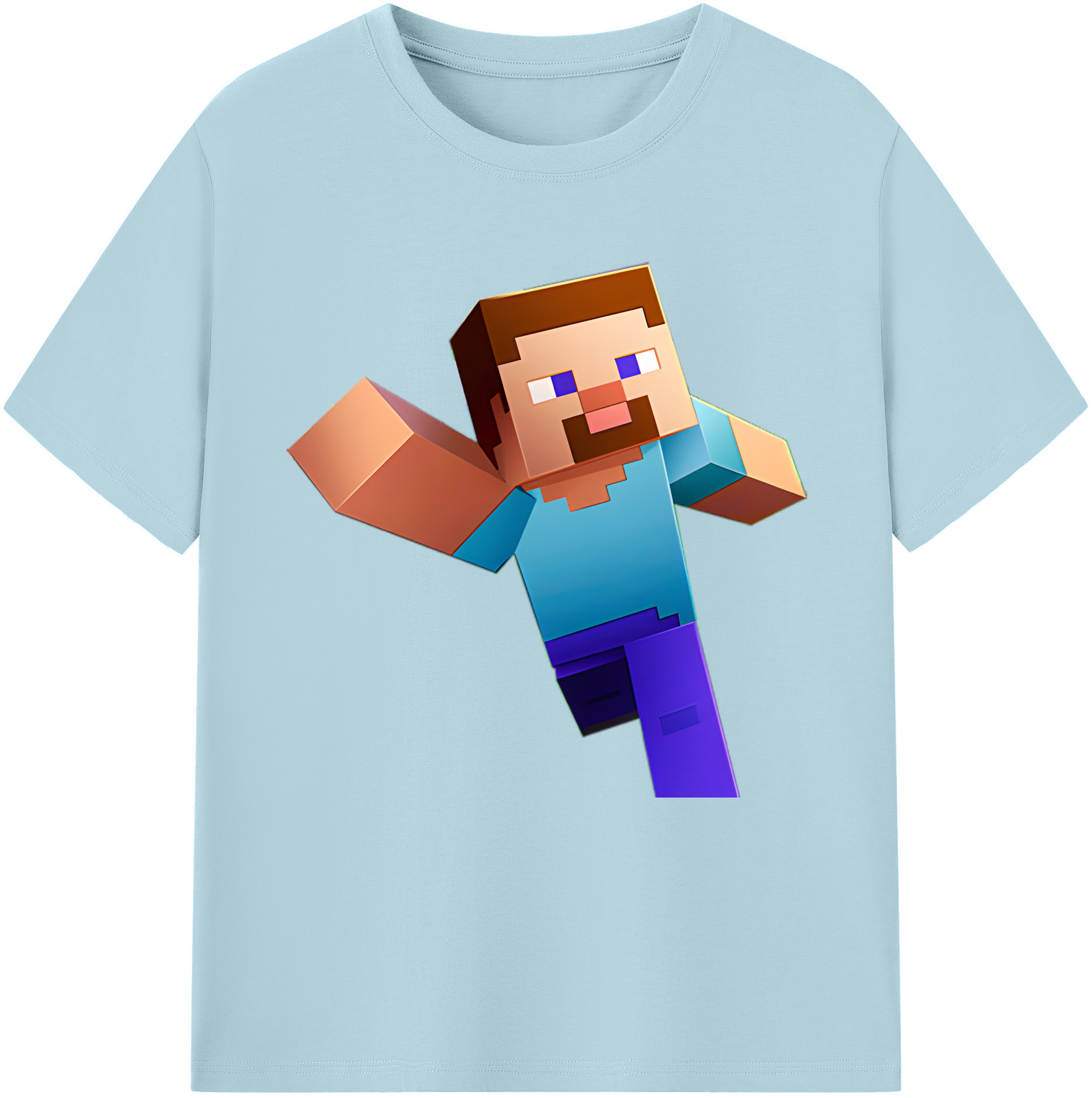 （画像用） マインクラフト ブロックの世界 Minecraft MC Block world 綿100％半袖Tシャツ（フロントプリント）